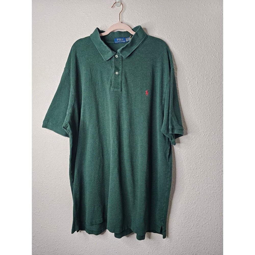 Polo Ralph Lauren Mens 4XLT Forest Green Short Sleeve Pique Polo Shirt Red Pony